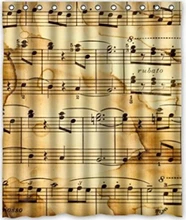 Personnalisé Notes de musique de bain étanche Polyester tissu rideau de douche 60 ” x 72 “