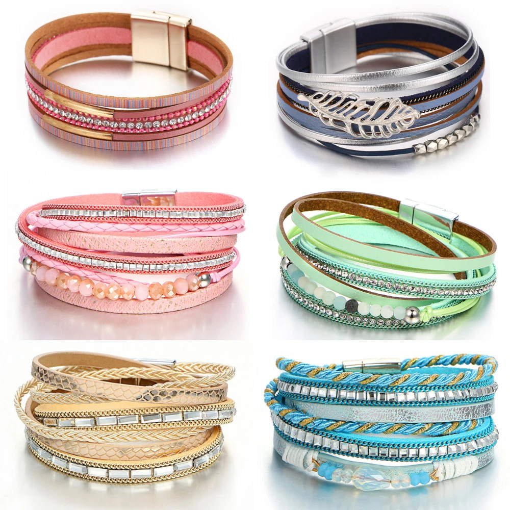 

Punk Style Retro Multi-layer Leather Bracelet Ladies Men's New Beads Pearl Charm Winding Bracelet Fashion Jewelry Gift Gift