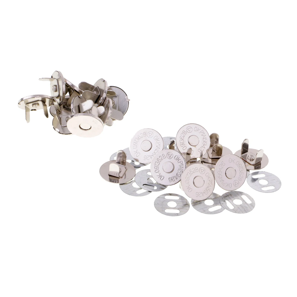 10 Pieces/Sets Magnetic Button Clasp Snaps - Purses Closures, Bags, Clothes - No Tools Required 14/18mm Silver / Bronze