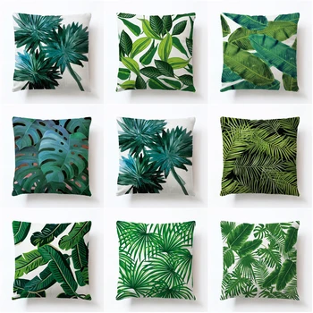 

Foreign best selling fashion pillowcase tropical rainforest plant leaves Polyester Pillow Cover home decoration cushion cover