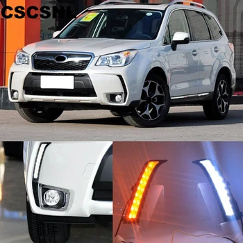 

CSCSNL 2PCS Car led light drl daytime running light for Subaru Forester 2013 - 2018 with Yellow turn signal Fog lamp