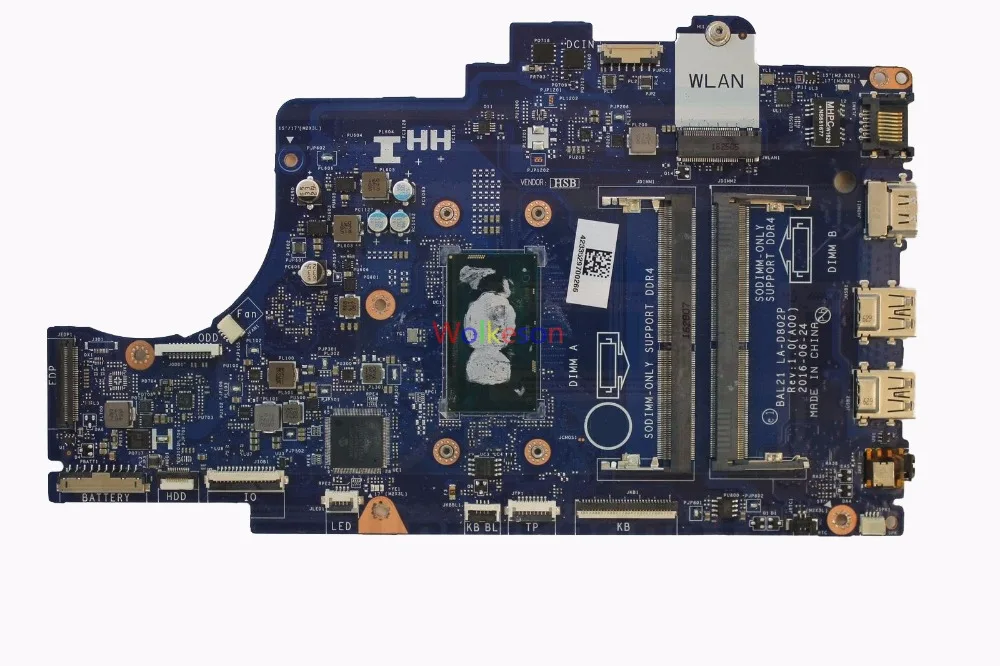SHELI для DELL Inspiron 15 5567 материнская плата для ноутбука с I5-7200U процессором CN-0DG5G3 0DG5G3 DG5G3 BAL21 LA-D802P DDR4 тест ОК