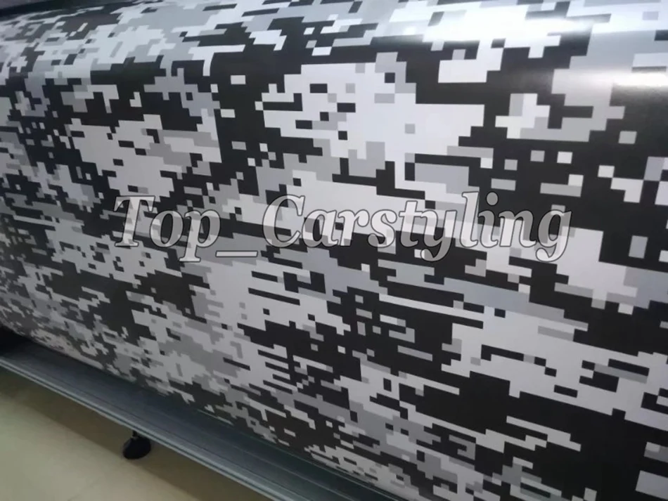 white grey black pixed camo digital Tiger car wrapping covering with air bubble free (22)