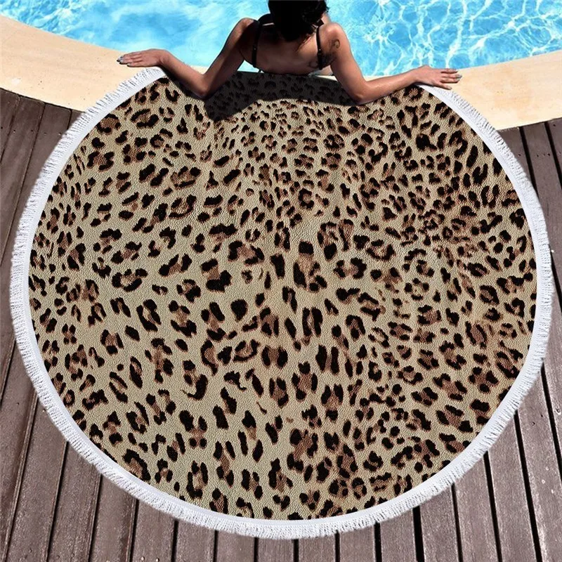 Большой 150 см круглый пляжное банное полотенце с леопардовым принтом летнее полотенце для путешествий Спорта 450 г Мягкая микрофибра Абсорбирующая привлекательная Мода - Цвет: Model 4
