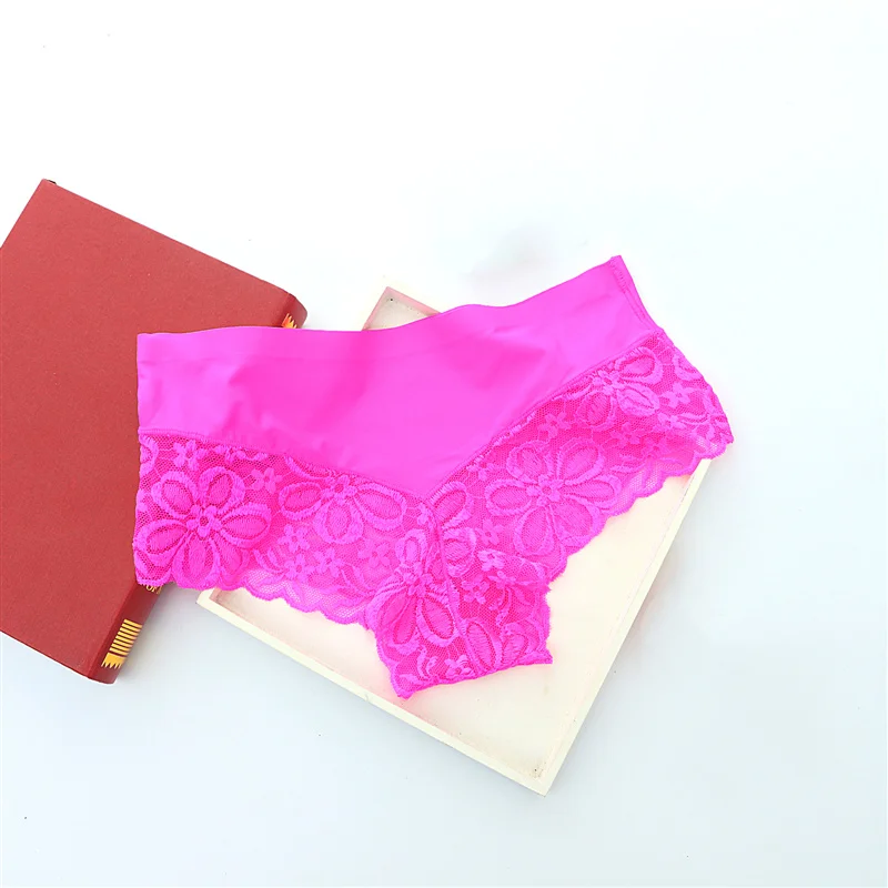 Women's Lace Seamless Briefs Ice Silk Panties Breathable Underwear Women Transparent Sexy Panty Cotton Crotch Panties Women 29 (7)