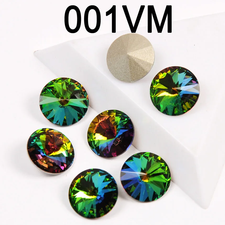 1122 Rivoli Strass Crystal Rhinestones Element Cabochon Round AB Fuchsia GSHA Sew on Jewelry Accessories Garment Decoration - Цвет: 001VM