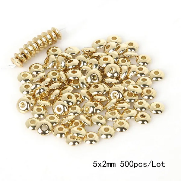 5mm KC Gold 500Pcs 100-500 шт/партия 5-11 мм CCB материал золото родий разделители свободные украшения из бусин для DIY браслет ожерелье Изготовление ювелирных изделий - Цвет: 5mm KC Gold 500Pcs