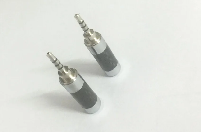 2 5mm 4 Pole Male rhodium plated Plug DIY headphone adapter Straight Audio Connector 6mm or 4mm tail hole 100pcs