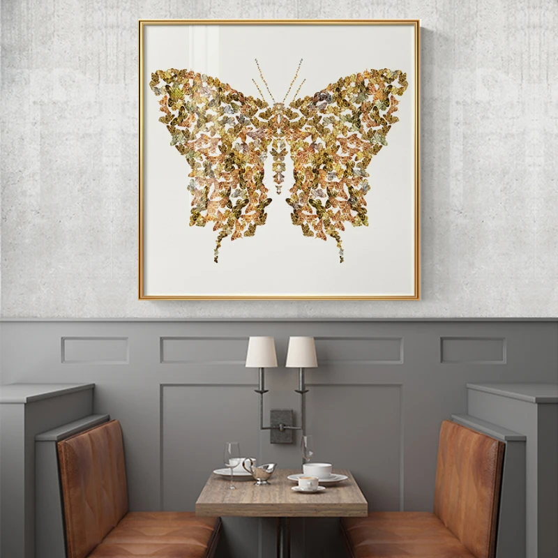 Золотая Бабочка крыло креативная живопись холст плакат и печать большой HD стены искусства картина для гостиной модный Декор без рамы