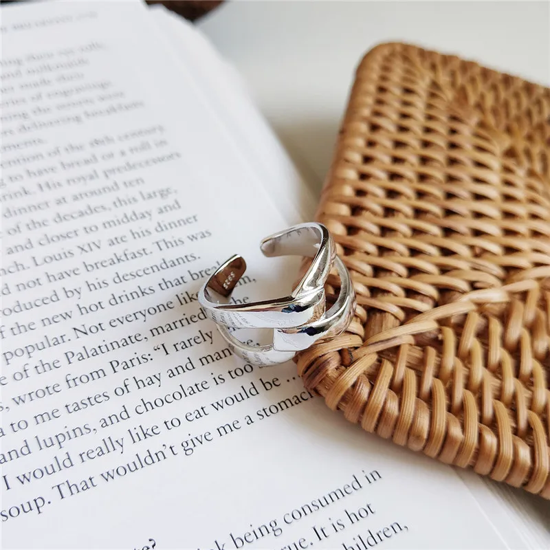 CosFecit Real 925 Sterling Silver Rings for Women X Opening Index Finger Ring Female Big Party Fine Jewelry Silver 925 RS098 (4)