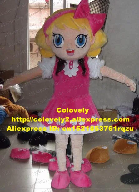 Элегантный Cuticolor Young Girl Lassock Maid Maiden Virgin Mascot костюм символ «Герой мультфильма» желтая розовая юбка для волос ZZ1018