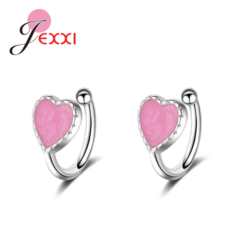 

2019 New Arrival 925 Sterling Silver Jewelry Earring Clip Romantic Pink Heart Jewelry Stylish Casual Party Ceremony Gifts Hot