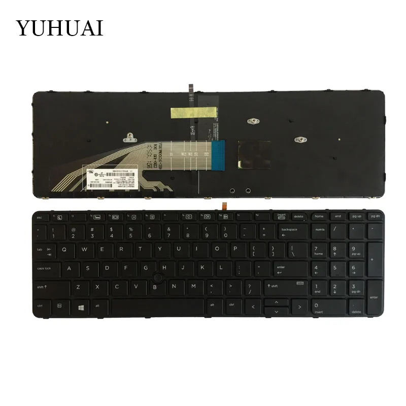 

New For HP Probook 650 G2 655 G2 US black laptop keyboard backlit with Pointer Glossy Frame US