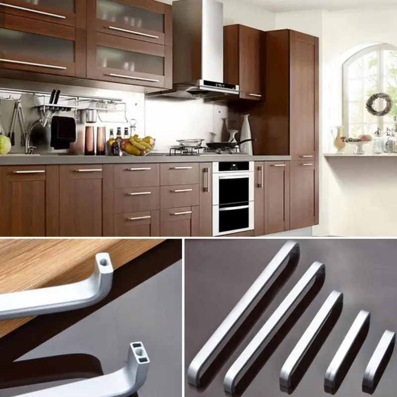 

5 Lengths Solid/Hollow Space Aluminum handle Kitchen Furniture pulls wardrobe handle drawer handle 64mm/96mm/128mm/160mm/192mm