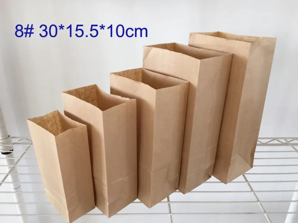 Wholesale 100pcs lot 8 30 15 5 10cm Brown Kraft Paper Bag Gift Bags 