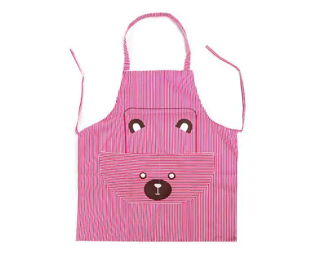 1PC Cute Women Lady Waterproof Bib Apron Dress Restaurant Home Kitchen with Pocket Cooking Cotton Smock Apron Cute Bear OK 0918