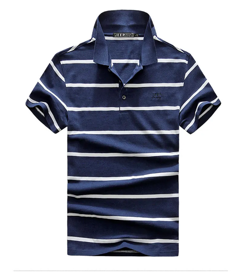 JEEP Brand Men's Polo Shirts Short Sleeve Loose Summer Pinstripe Men Fashion Cotton Men's Breathable Smart Casual Straight Tops (5)