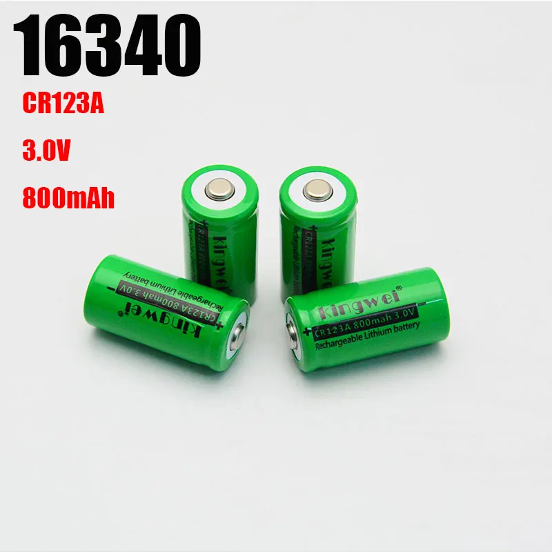 

4Pcs KingWei 800mAh 16340 3V Lifepo Battery Rechargeable CR 123A Battery For Flashlight Laser Pen