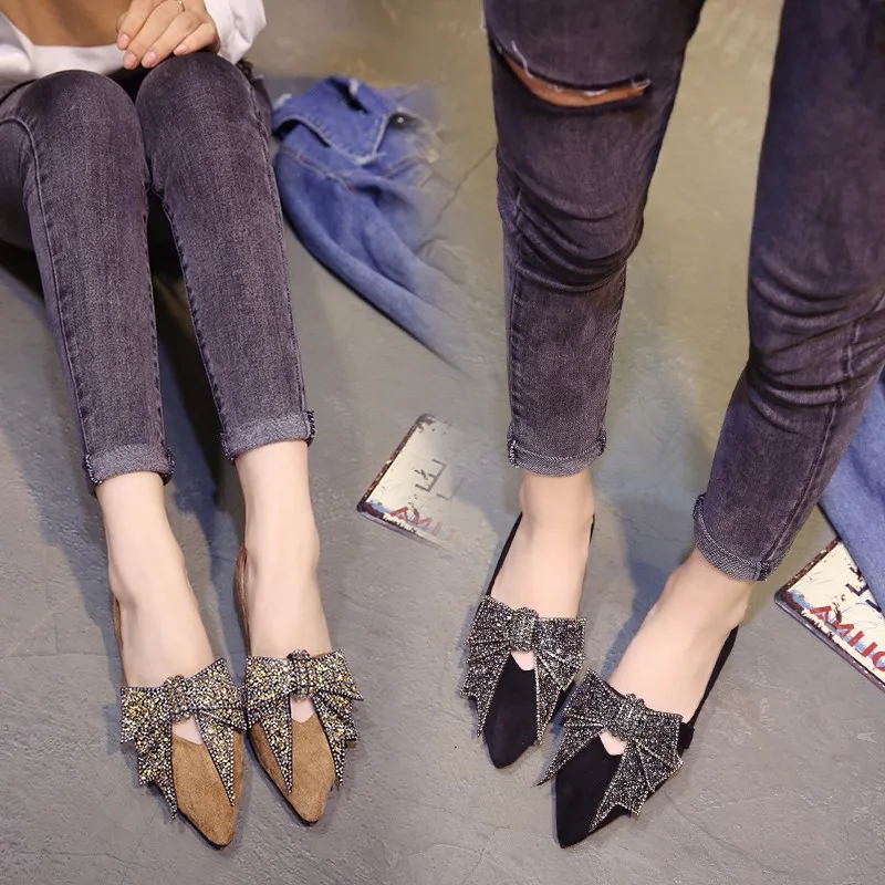 Chaussures Bout Profonde Bouche Femmes Nouvelles 2018 Noir Mis Saisons Simples Arc Plat kaki Doux Peu XAxFgq