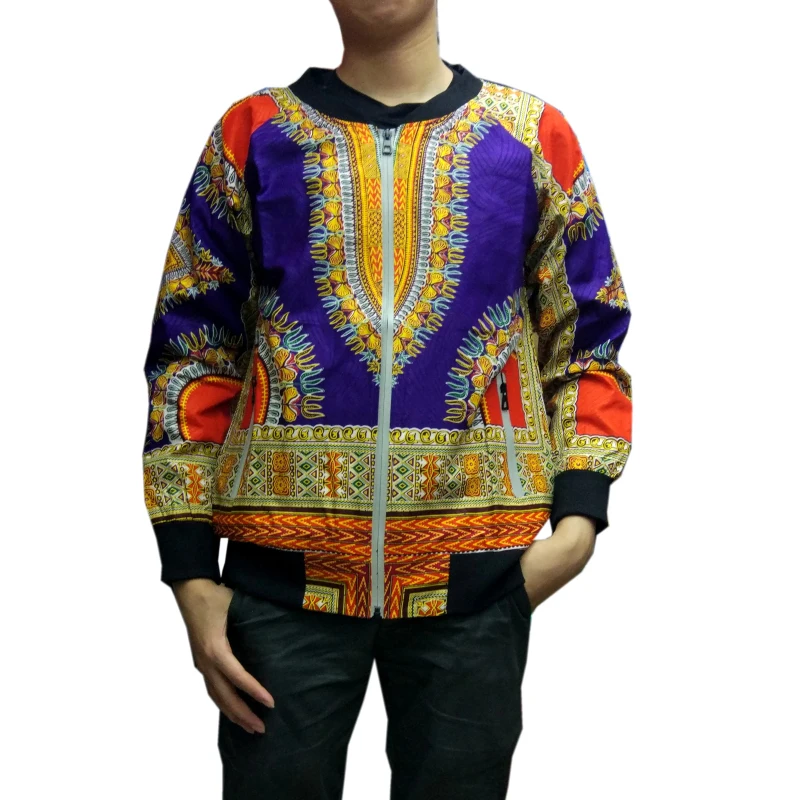 Африканский dashiki Бейсбол Куртка хип-хоп Африка Базен Riche одежда 3D принтом молния Батик Пальто Куртка-бомбер A61205 - Цвет: Violet