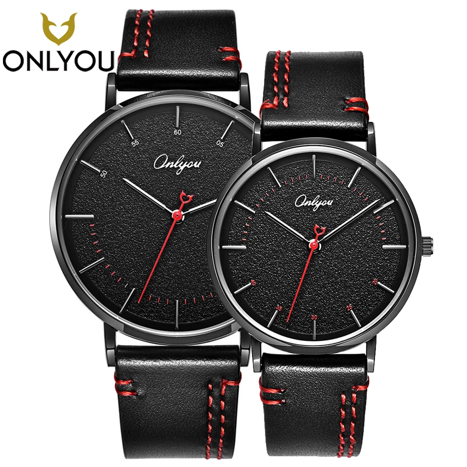 

ONLYOU Fashion Couple Watches Sport Genuine Leather Strap Quartz Wristwatches Lover Gifts Casual Women Clock Men Waterproof