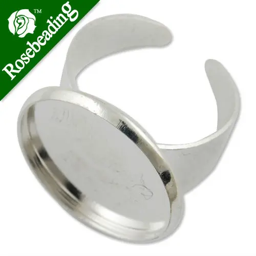 

20mm Round Adjustable Shallow bottom Silver plated Ring Setting With 20 MM round Pad,Sold 20PCS Per Package