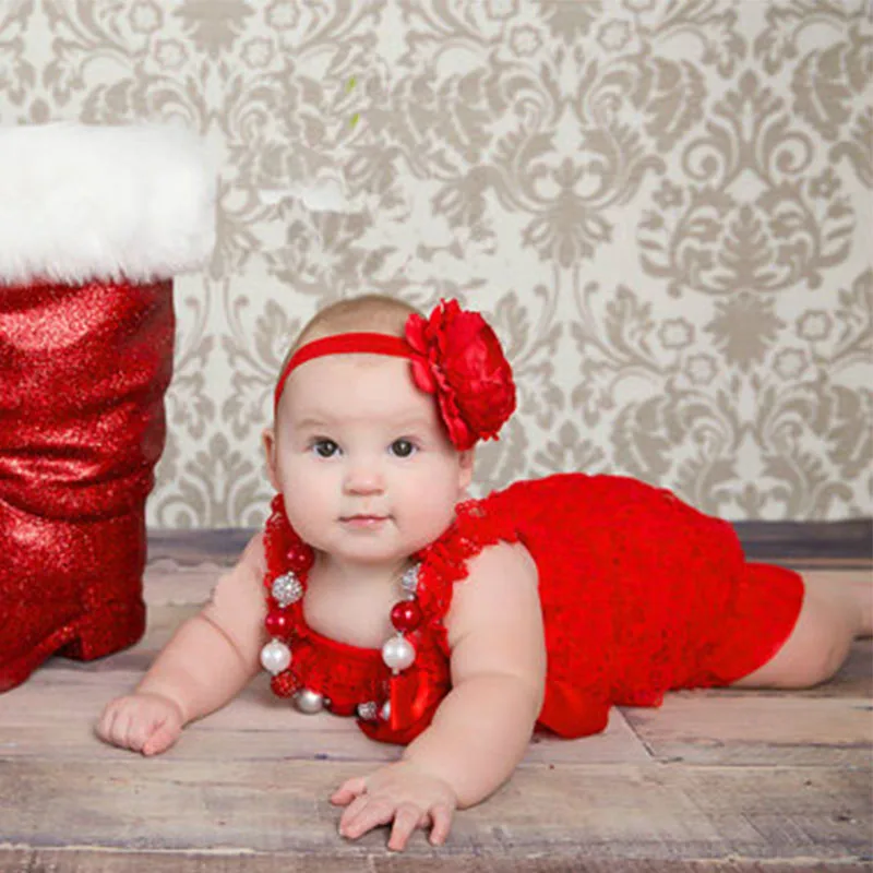 Рождественский комбинезон; красный кружевной комбинезон; одежда для маленьких девочек; кружевной комбинезон для новорожденных; Рождественский костюм для малышей