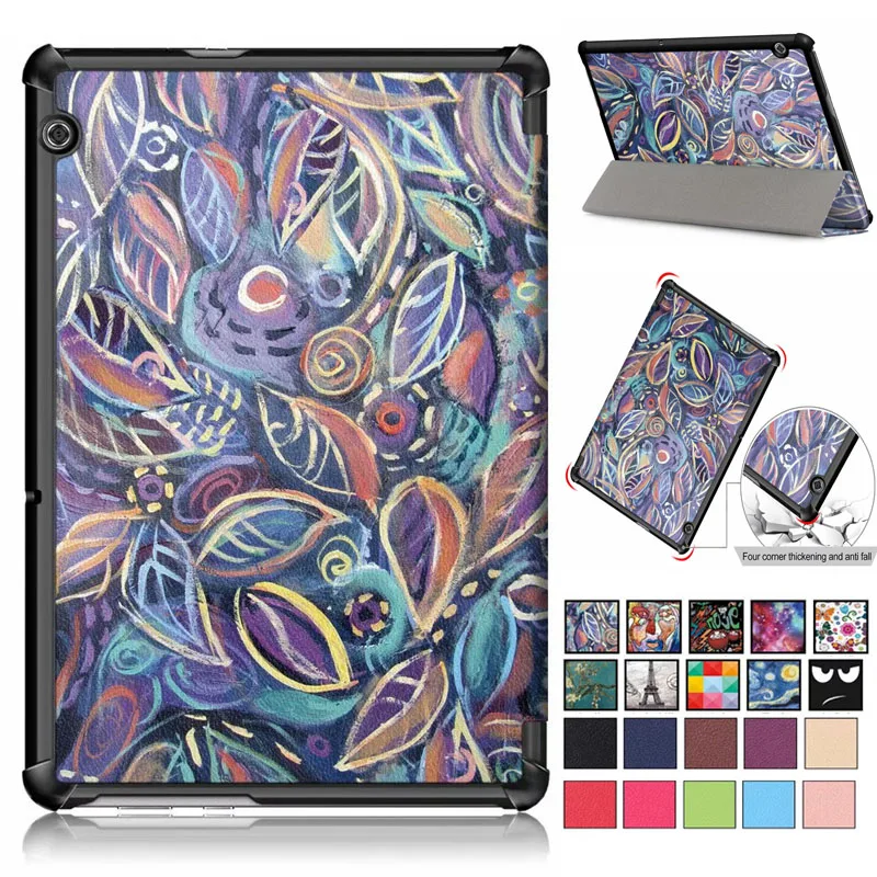 

Patterned Leather for Huawei MediaPad T5 10 AGS2-W09/L09/L03/W19 Case Tri-fold Stand Casing for Huawei MediaPad T5 10 Shell