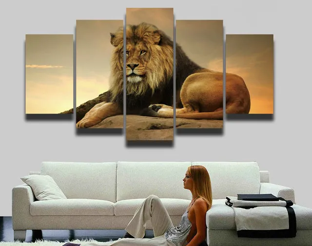 Clear And Black Diamond Swarovski Crystal Lion Fashion Jewelry 4 Panels Drop Shipping Unframed Home Decor Animal Lions Posters Modern Canvas Art Painting For Living