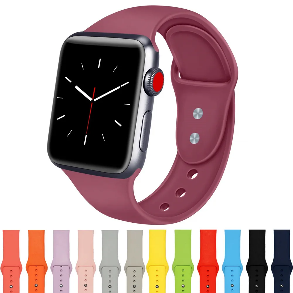 

Silicone sport band For Apple Watch band 4 iwatch 3 42mm 38mm 44mm 40mm strap pulseira correa wrist bracelet watch Accessories