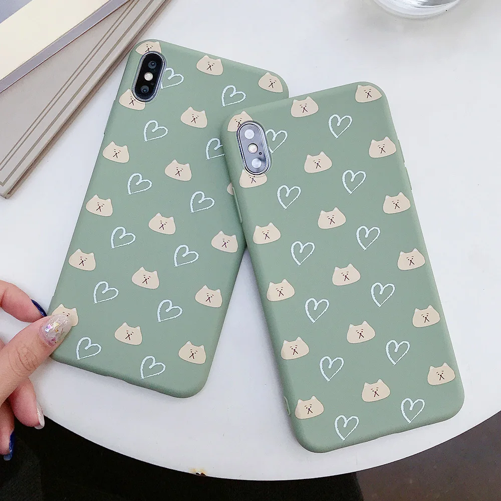 KIPX1086_8_JONSNOW Matte Case for iPhone 7 8 Plus 6S 6P Soft Silicone Case for iPhone XR X XS Max Heart Pattern Painted Back Cover Capa