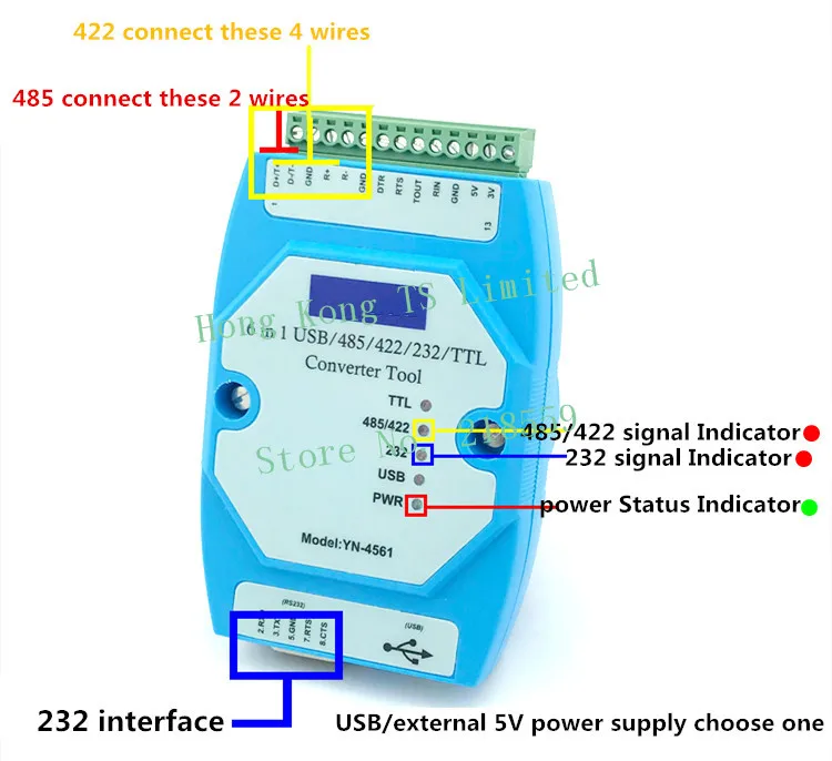 YN4561 шесть-в-одном серийный модуль CP2102 USB/485/422/232/ttl взаимное Преобразование Последовательный COM YN-4561