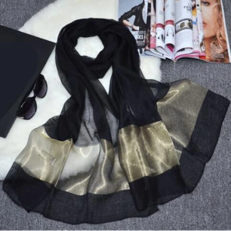 

Wearzone 2017 Silk Scarf Luxury Brand Spring Autumn Female 200*90cm Silk Scarves Patchwork Summer Beach Cover-ups Pashmina