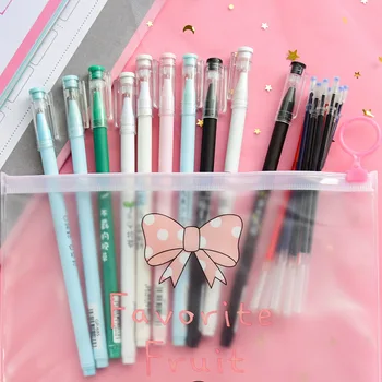 

10pcs/pack Kawaii Text Pattern Gel Pen 0.5mm Writing Pen with 1 Bags+15 Ink Refill for Kids Gifts School Stationery Supplies
