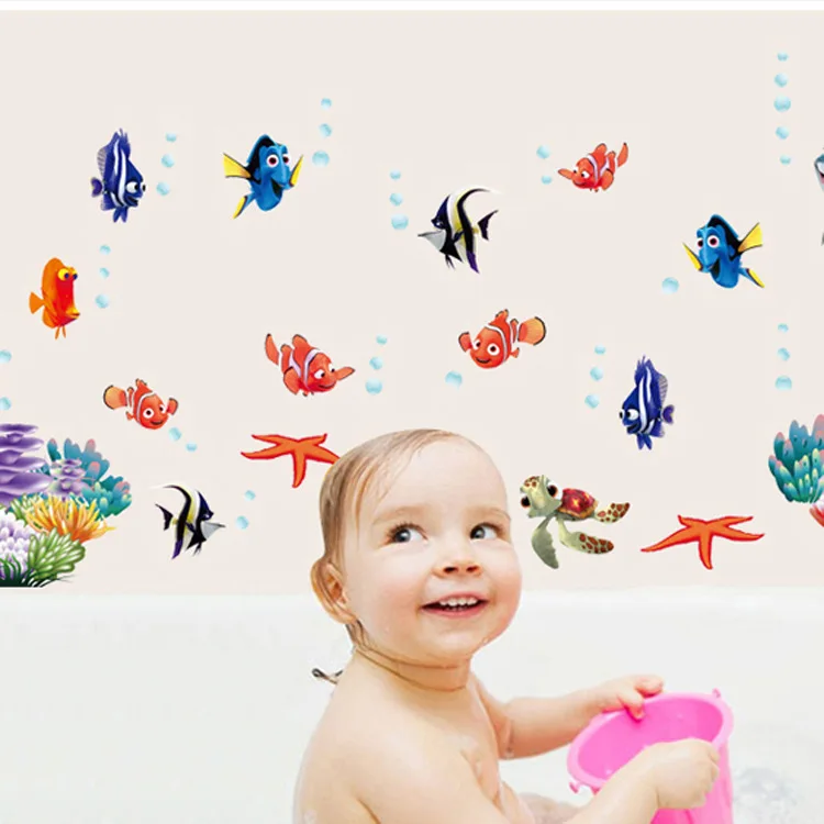 1pcs New Arrival Removable Wall Stickers Sea Fish Carton Bathroom