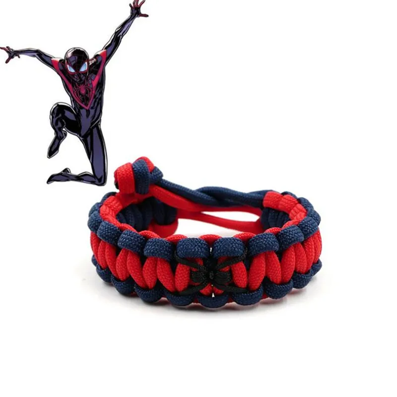 Браслет «Человек-паук» из фильма «супергерой» в стихах «Паук», браслет ручной вязки, красный, черный, светящийся шнур, необычный подарок Esihou