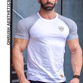 

OA Muscle Men's Fitness T Shirts Summer New Fashion Jogger Casual Round Collar Short Sleeves Pullover Tops Tee Bodybuilding Tee