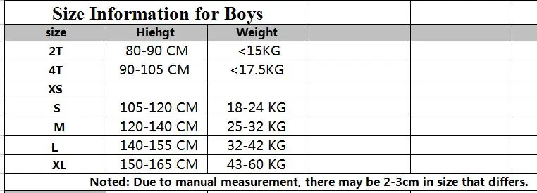 size boy