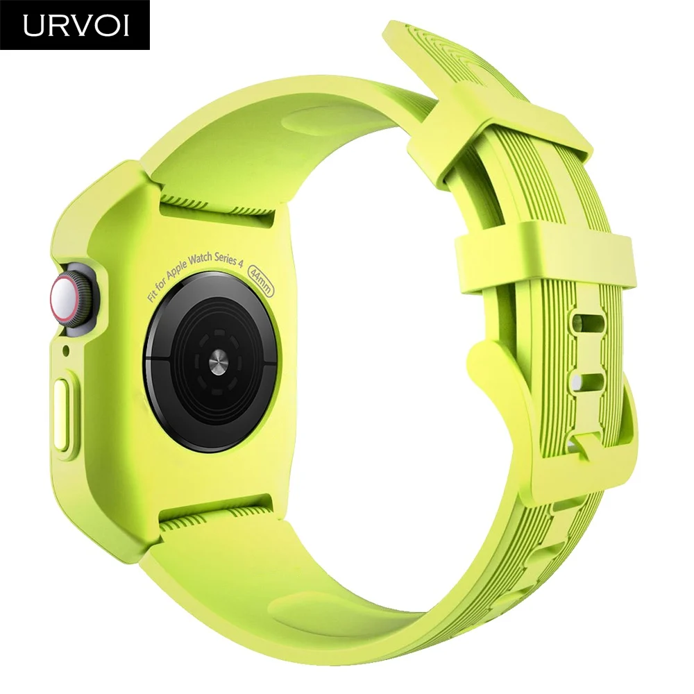 URVOI полная защита для Apple Watch series 5 4 Силиконовый ремешок для iWatch водонепроницаемый мягкий ремешок slim fit antishock Жесткий чехол 44 мм