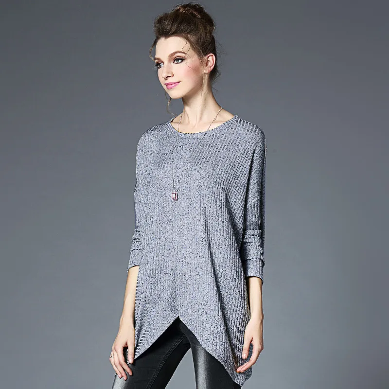 Spring pullover sweater female plus size 4XL batwing sleeve long loose