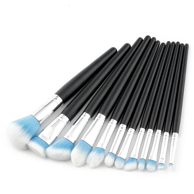 

GUJHUI 12pcs Wood Handle Foundation Powder Eyeshadow Blending Contour Concealer Blush Brush Cosmetic Makeup Brushes Set