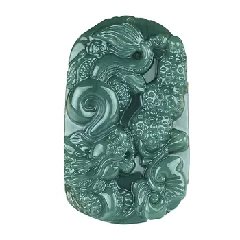 

Koraba Fine Jewelry 100% Pure Natural Green Jade Amulet Blessing Lucky Auspicious Dragon Necklaces Pendant Free Shipping