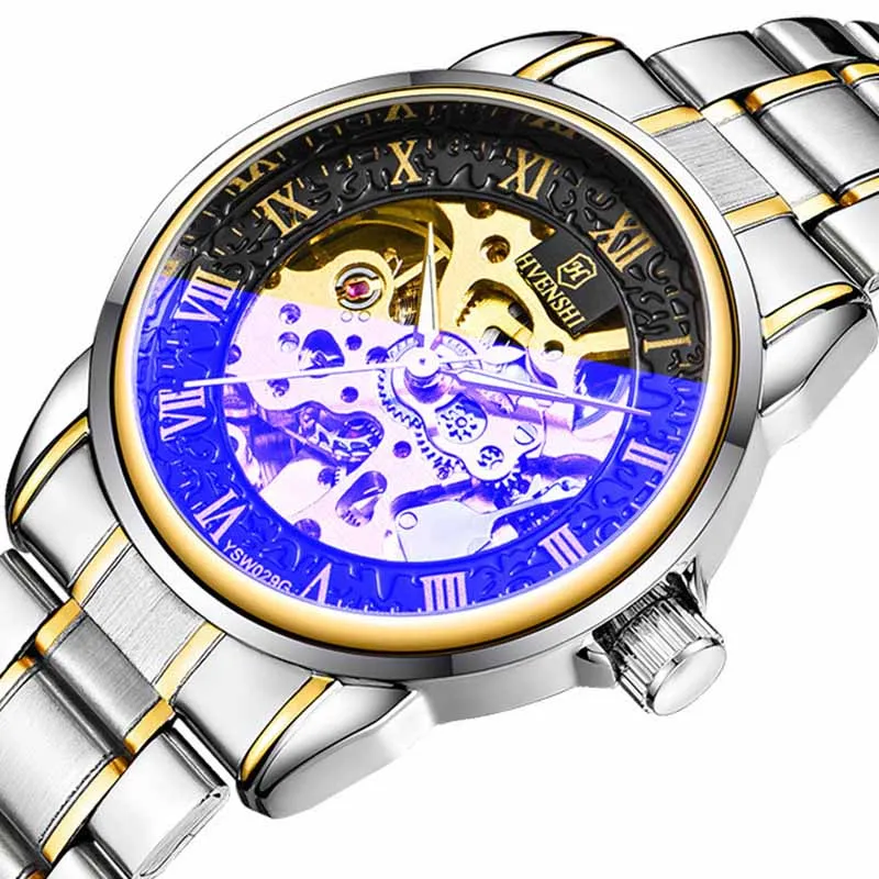 

Men's fashion six-pin sun moon and stars three eyes hollow automatic mechanical watch high-end watches