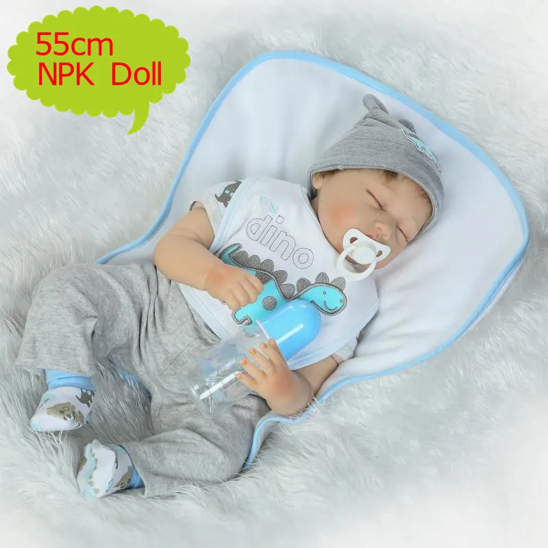 

NPK 55cm Reborn Baby Dolls Soft Silicone Lifelike Sleeping Bebe Reborn Boneca Toys Kids Early Education Toys Girls Birthday Gift
