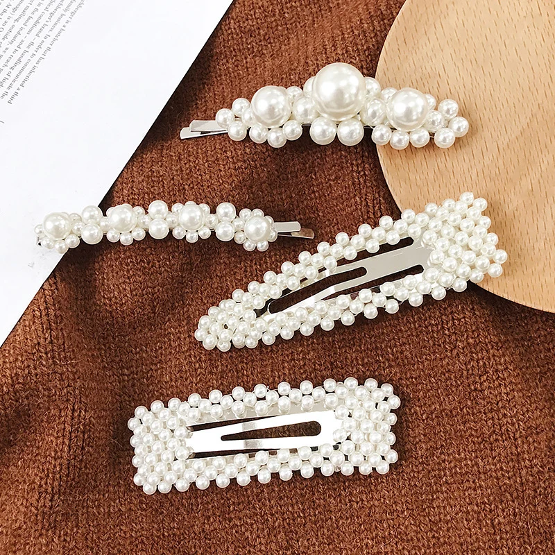 

Fashion Korea Pearl Barrettes with Bowknot for Women Ladies Elegant Jewelry Hairgrips Hair Pins Hair Clips Accessories