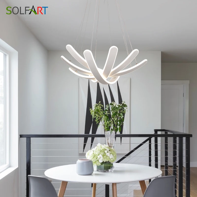 Светодиодная лампа SOLFART современные люстры с затемнением белые подвески абажур