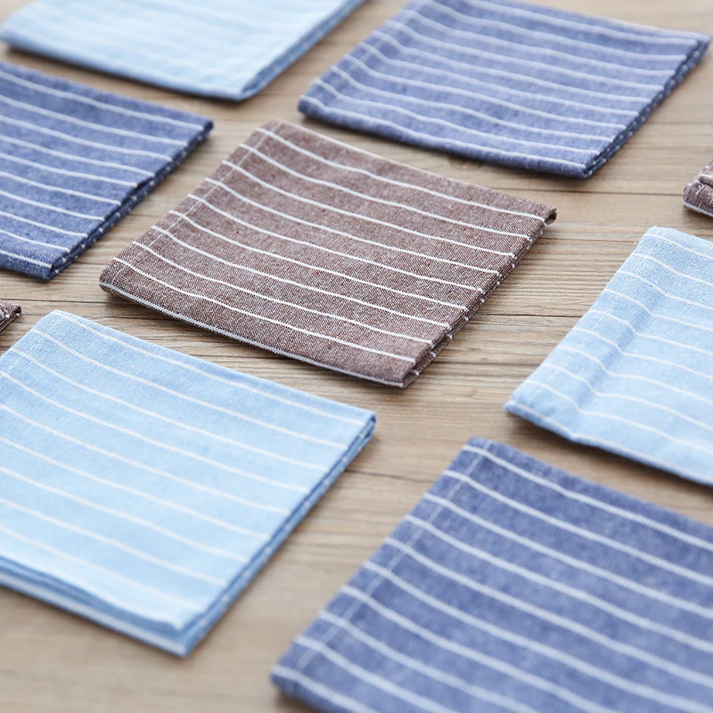 Japanese Brief Stripe Cotton Napkins Placemat Home Cloth Napkins