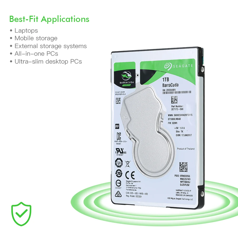 Seagate 1 ТБ ноутбук HDD внутренний жесткий диск 7 мм 5400 об/мин SATA 6 ГБ/сек. 128 МБ кэш 2 5