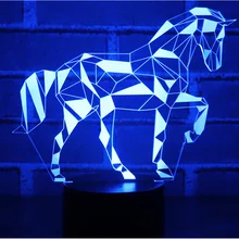 3D LED Night Light Jigsaw Horse Puzzle with 7 Colors Light for Home Decoration Lamp Amazing Visualization Optical Illusion