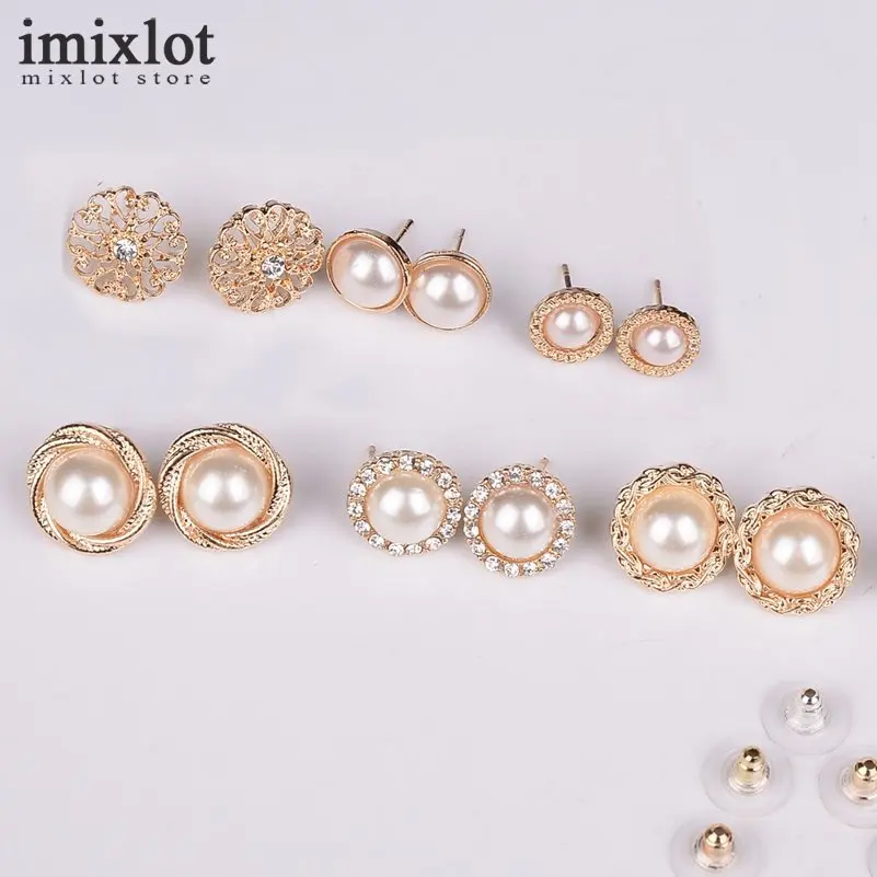 Imixlot 6 пара/лот Модные Винтажные очаровательные ювелирные изделия золотого цвета